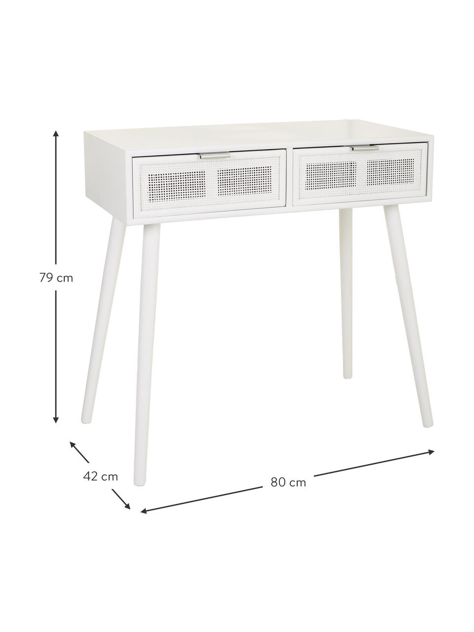 Consola de madera Cayetana, Estructura: tablero de fibras de dens, Patas: madera de bambú pintada, Blanco, An 80 x Al 79 cm