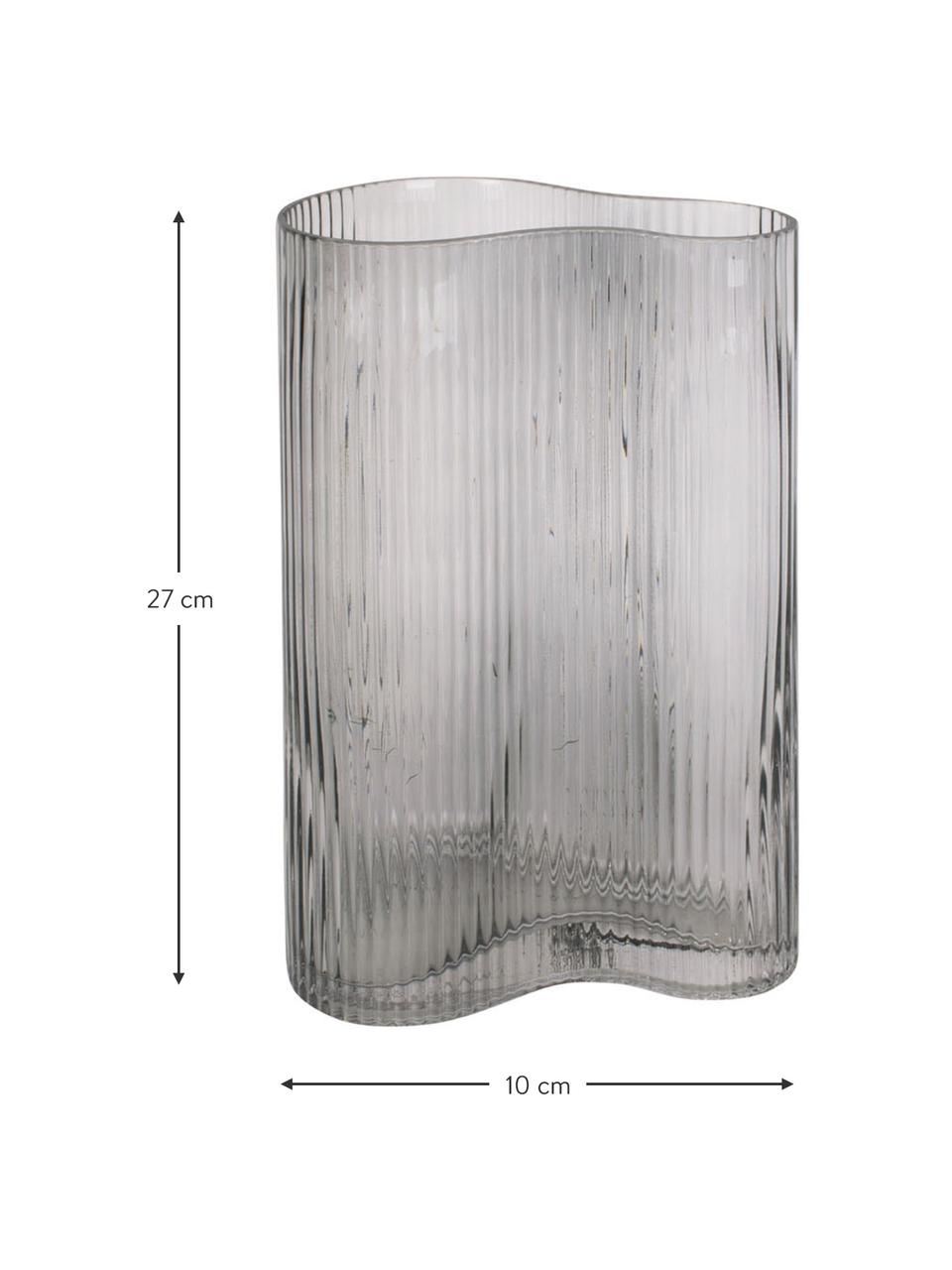 Skleněná váza Allure Wave, Tónované sklo, Transparentní, Š 10 cm, V 27 cm