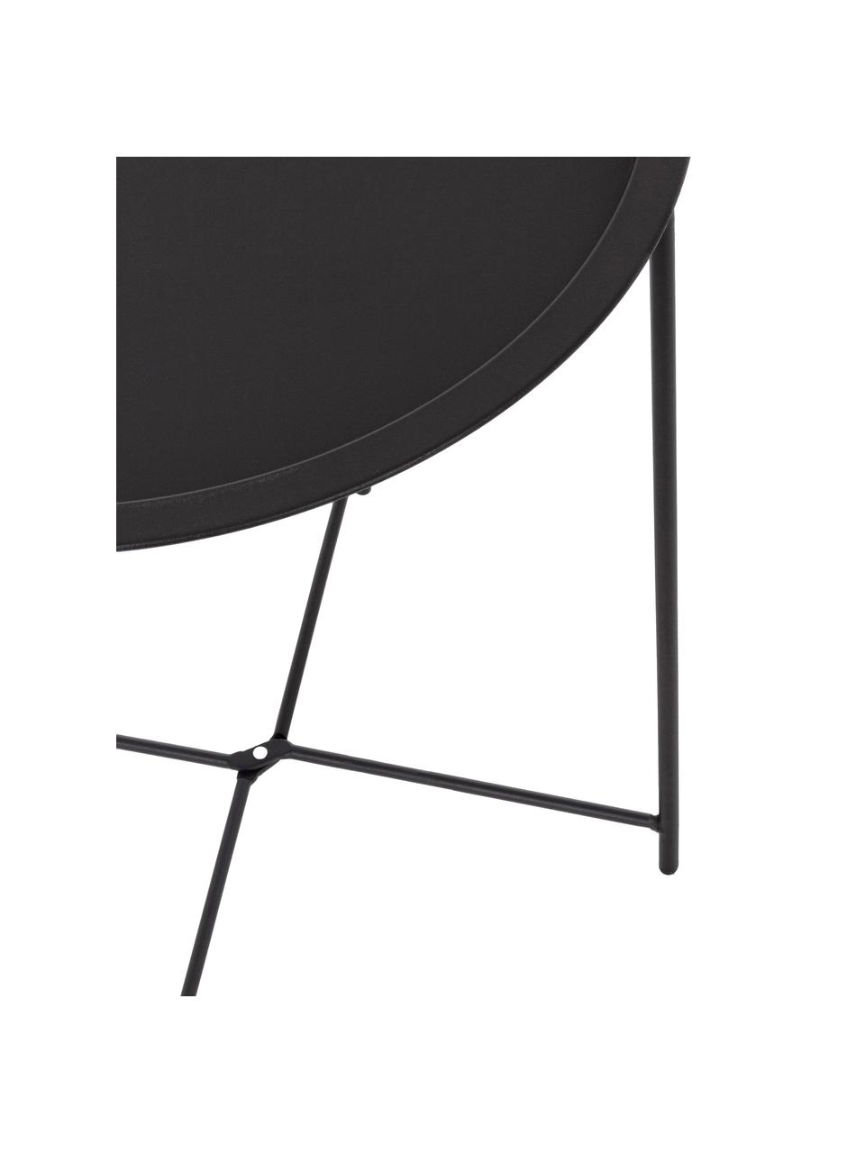 Mesa auxiliar con bandeja extraíble de metal Sangro, Acero con pintura en polvo, Negro, Ø 46 x Al 52 cm