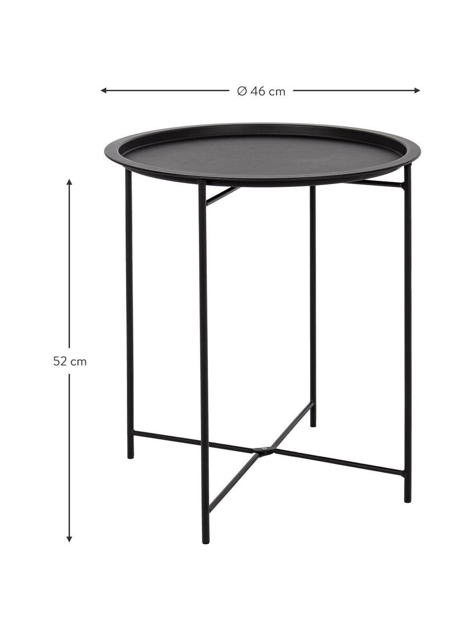 Dienbladtafel Wissant in zwart van metaal, Gepoedercoat staal, Zwart, Ø 46 x H 52 cm