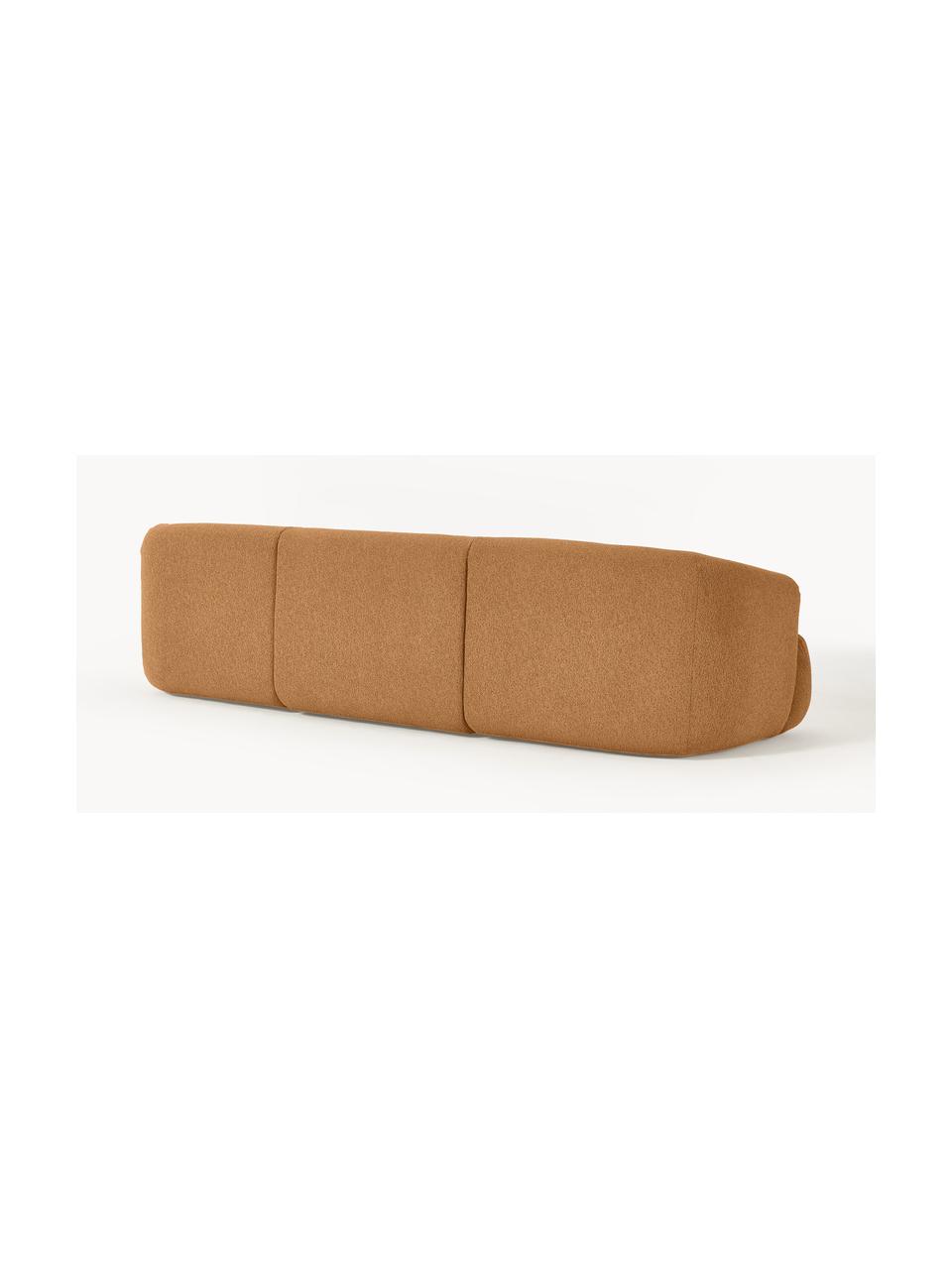 Sofá modular en tejido bouclé Sofia (3 plazas), Tapizado: tejido bouclé (100% polié, Estructura: madera de abeto con certi, Patas: plástico, Bouclé marrón claro, An 273 x F 103 cm