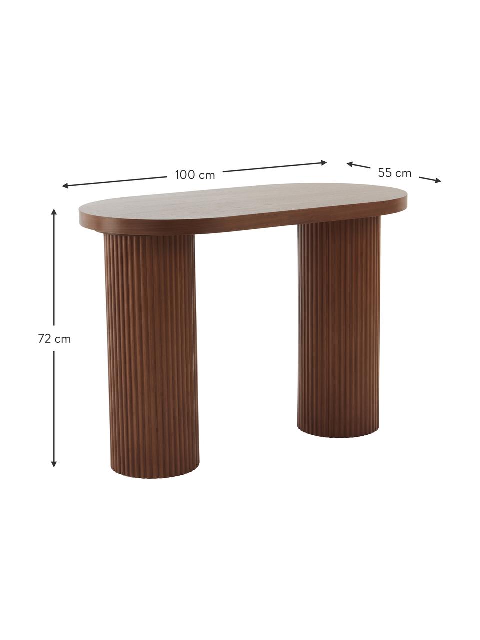 Holz-Schreibtisch Torello mit Rillenrelief, Tischplatte: Mitteldichte Holzfaserpla, Beine: Eichenholz, Dunkles Eichenholz, B 100 x T 55 cm