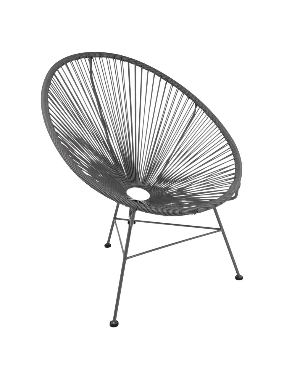 Poltroncina in materiale sintetico intrecciato Bahia, Seduta: plastica, Struttura: metallo verniciato a polv, Grigio scuro, Larg. 81 x Prof. 73 cm
