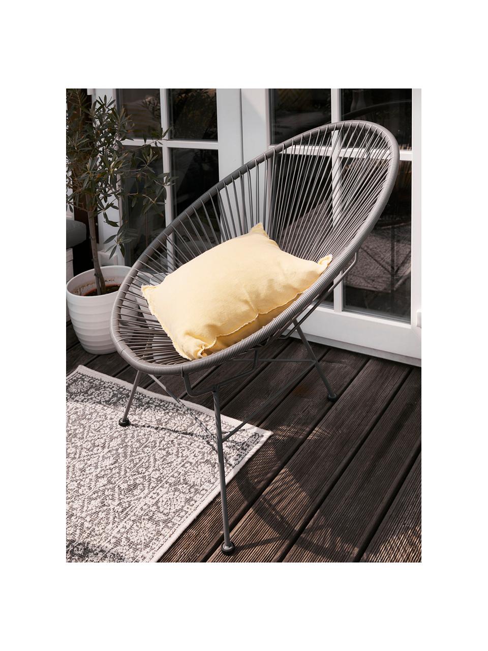 Poltroncina in materiale sintetico intrecciato Bahia, Seduta: plastica, Struttura: metallo verniciato a polv, Grigio scuro, Larg. 81 x Prof. 73 cm