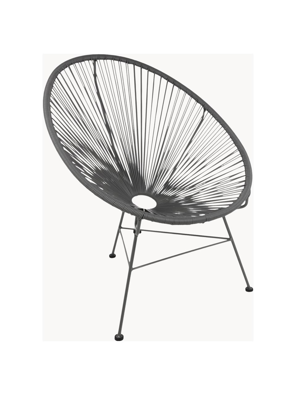 Poltroncina in materiale sintetico intrecciato Bahia, Seduta: plastica, Struttura: metallo verniciato a polv, Grigio scuro, Larg. 81 x Prof. 73 cm