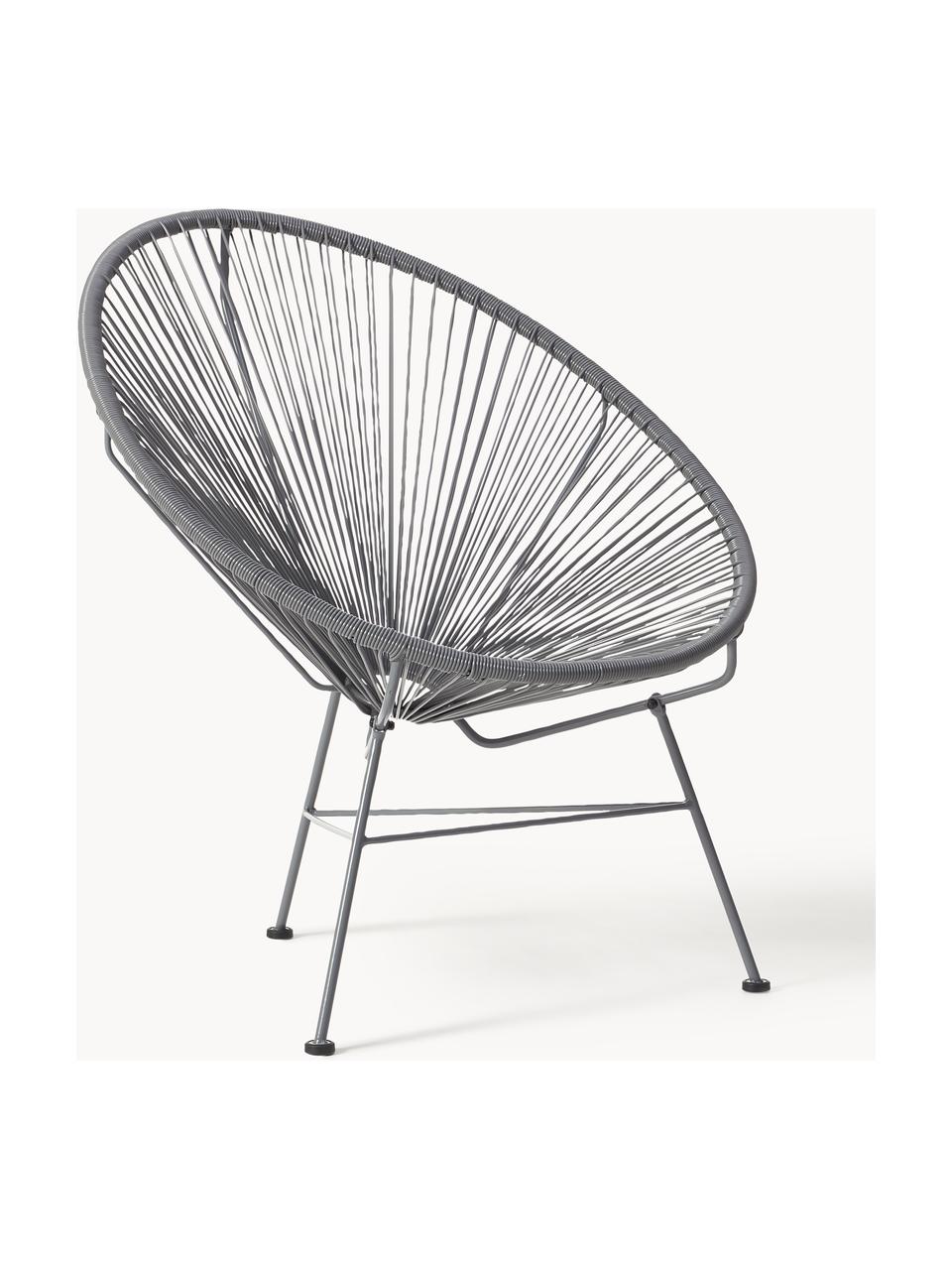 Fauteuil acapulco en plastique tressé Bahia, Gris foncé, larg. 81 x prof. 73 cm