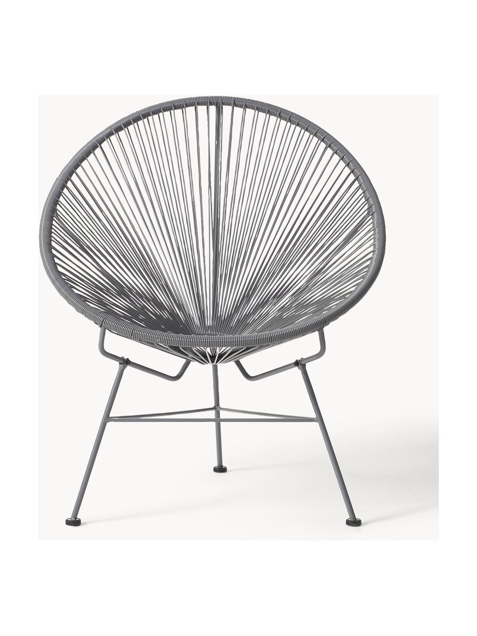 Poltrona lounge in plastica intrecciato Bahia, Seduta: plastica, Struttura: metallo verniciato a polv, Grigio scuro, Larg. 81 x Prof. 73 cm