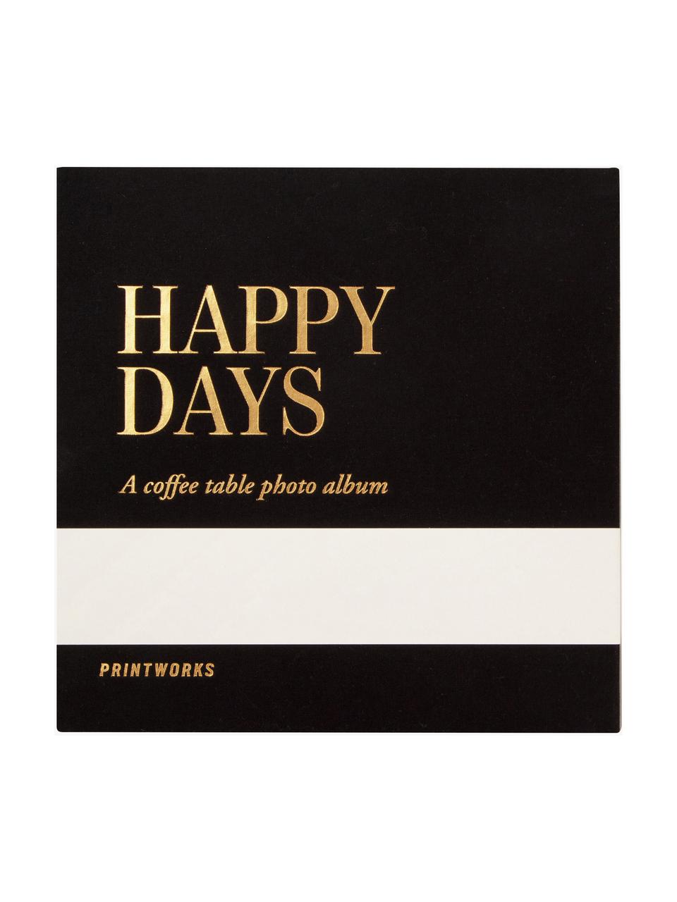 Album photo Happy Days, 55 % carton gris, 18 % polyester, 15 % papier, 2 % coton

Ce produit est fabriqué à partir de bois certifié FSC® et issu d'une exploitation durable, Noir, doré, larg. 25 x haut. 25 cm