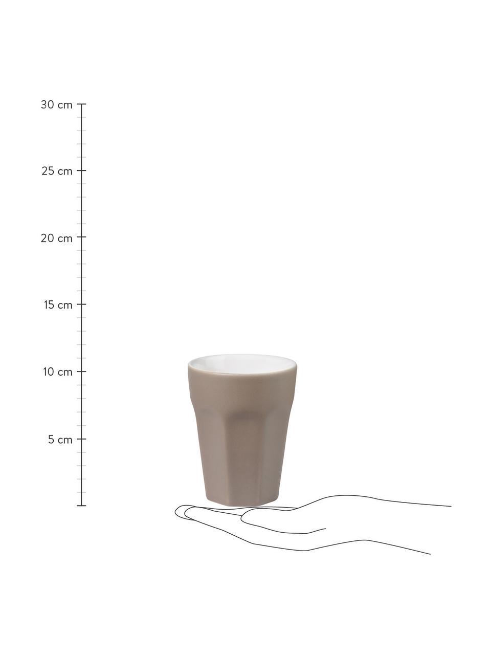 Becher ti amo, 2 Stück, Steingut, Taupe, Ø 8 cm, H 10 cm, 200 ml