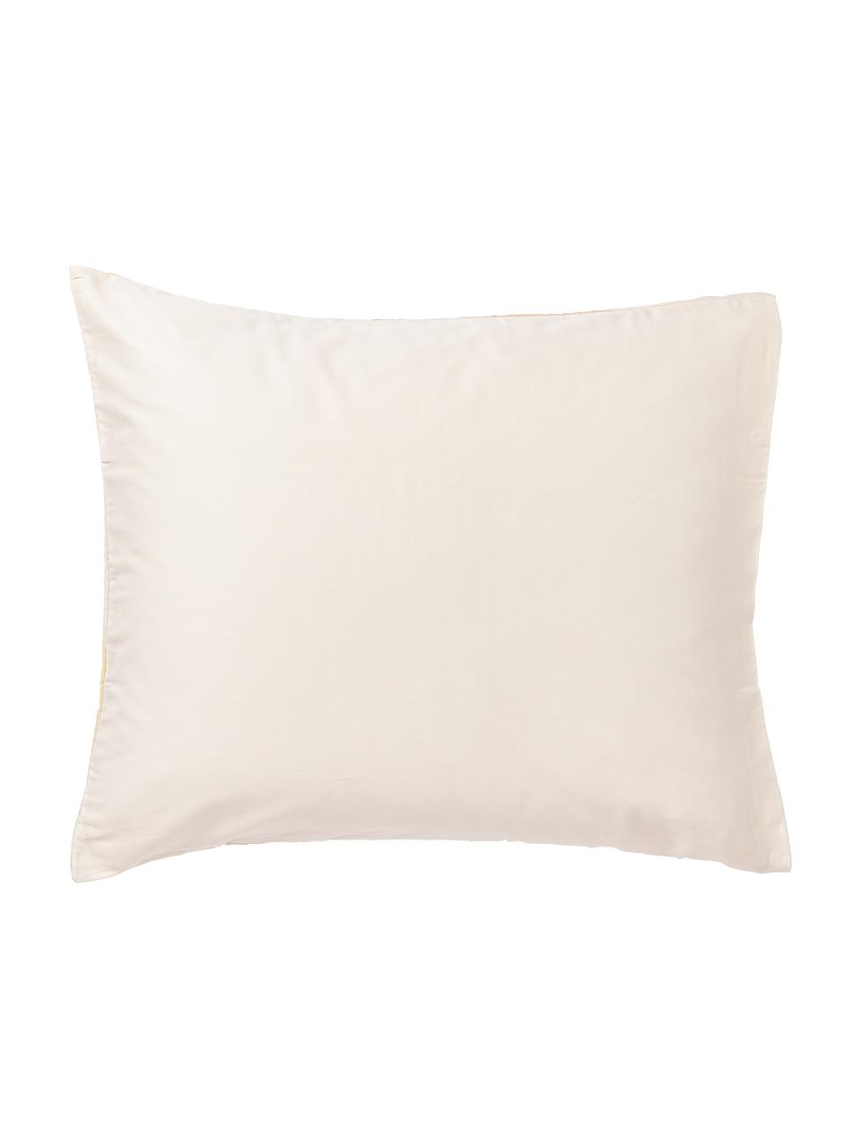 Katoensatijnen kussenhoes Marino met bloemenmotief, Weeftechniek: satijn Draaddichtheid 210, Beige, roodtinten, B 60 x L 70 cm
