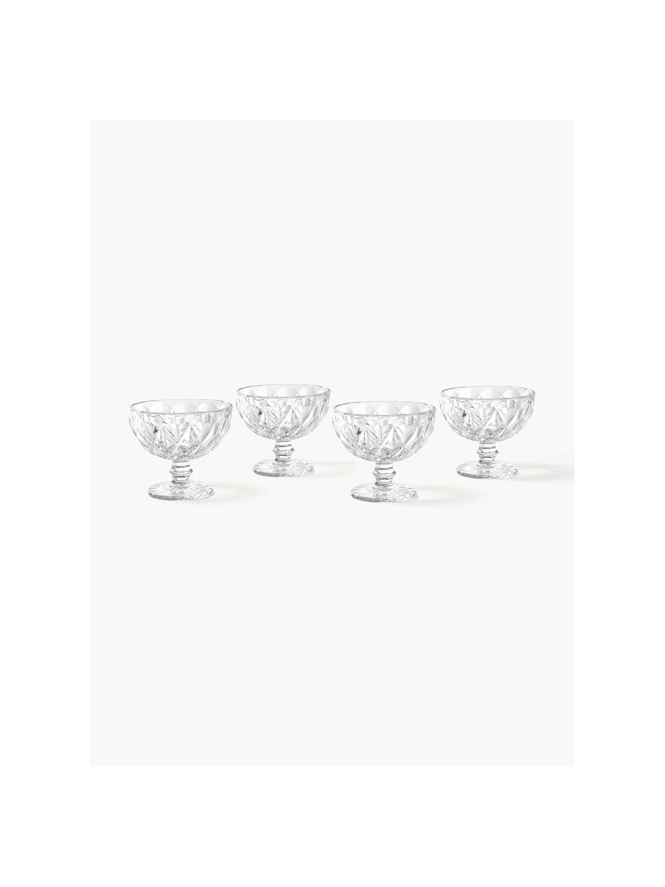 Cocktailschalen Colorado met structuurpatroon, 4 stuks, Glas, Transparant, Ø 12 x H 10 cm, 260 ml