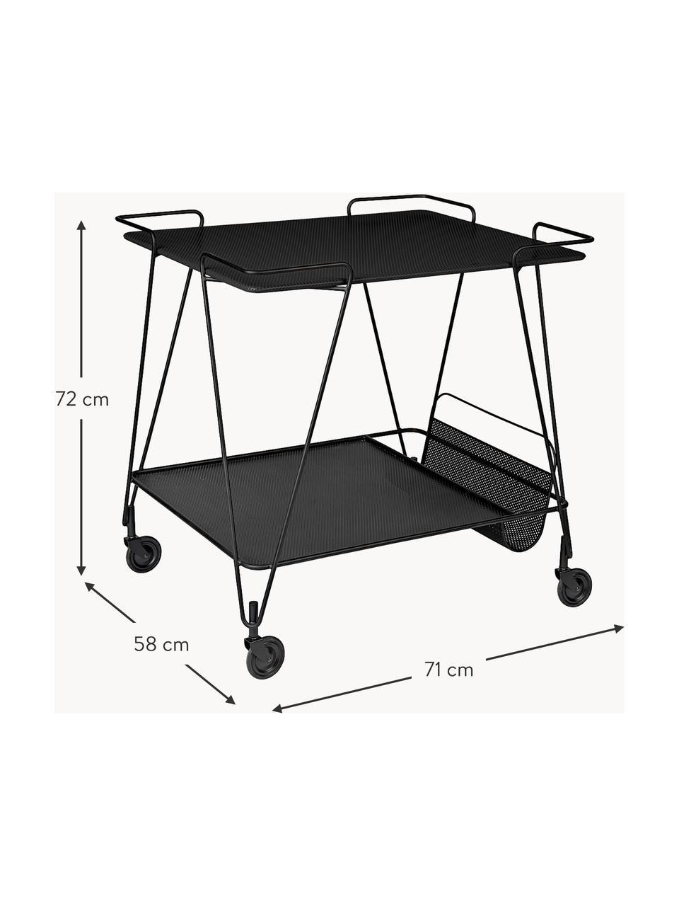 Wózek barowy Matégot Trolley, Stal malowana proszkowo, Czarny, S 71 x W 72 cm