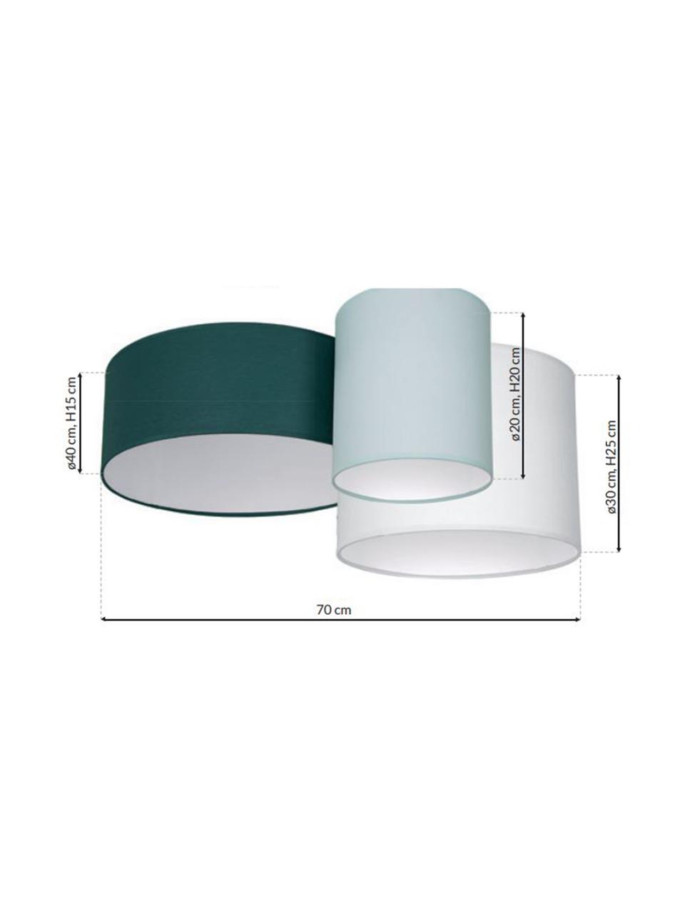 Plafondlamp Stan in groen, Lampenkap: katoenmix, Groen, pistaschegroen, wit, 70 x 27 cm