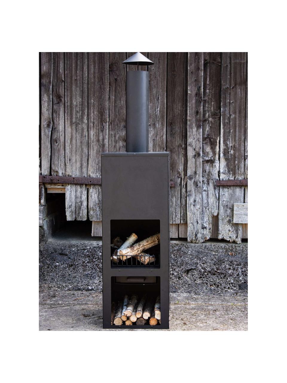 Chimenea de jardín Alo, Acero recubierto, Negro, An 45 x Al 199 cm