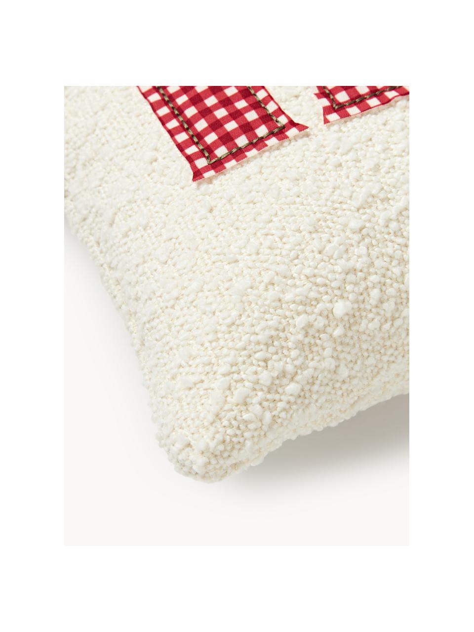 Bouclé-Kissenhülle Lysander, Bouclé (90 % Polyester, 10 % Acryl), Off White mit Hope-Aufdruck, B 30 x L 50 cm