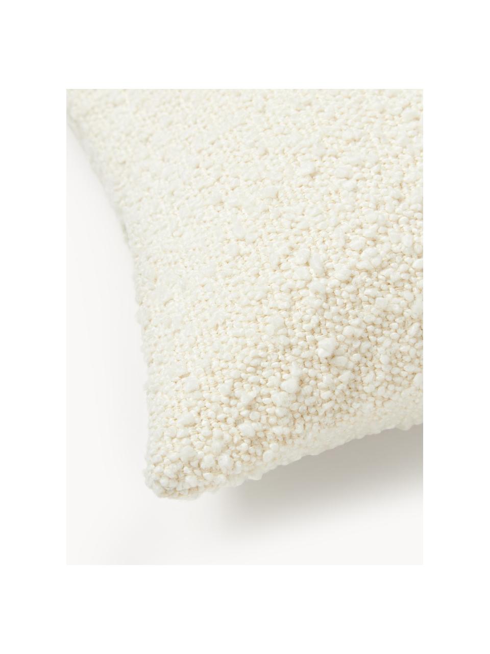 Bouclé-Kissenhülle Lysander, Bouclé (90 % Polyester, 10 % Acryl), Off White mit Hope-Aufdruck, B 30 x L 50 cm