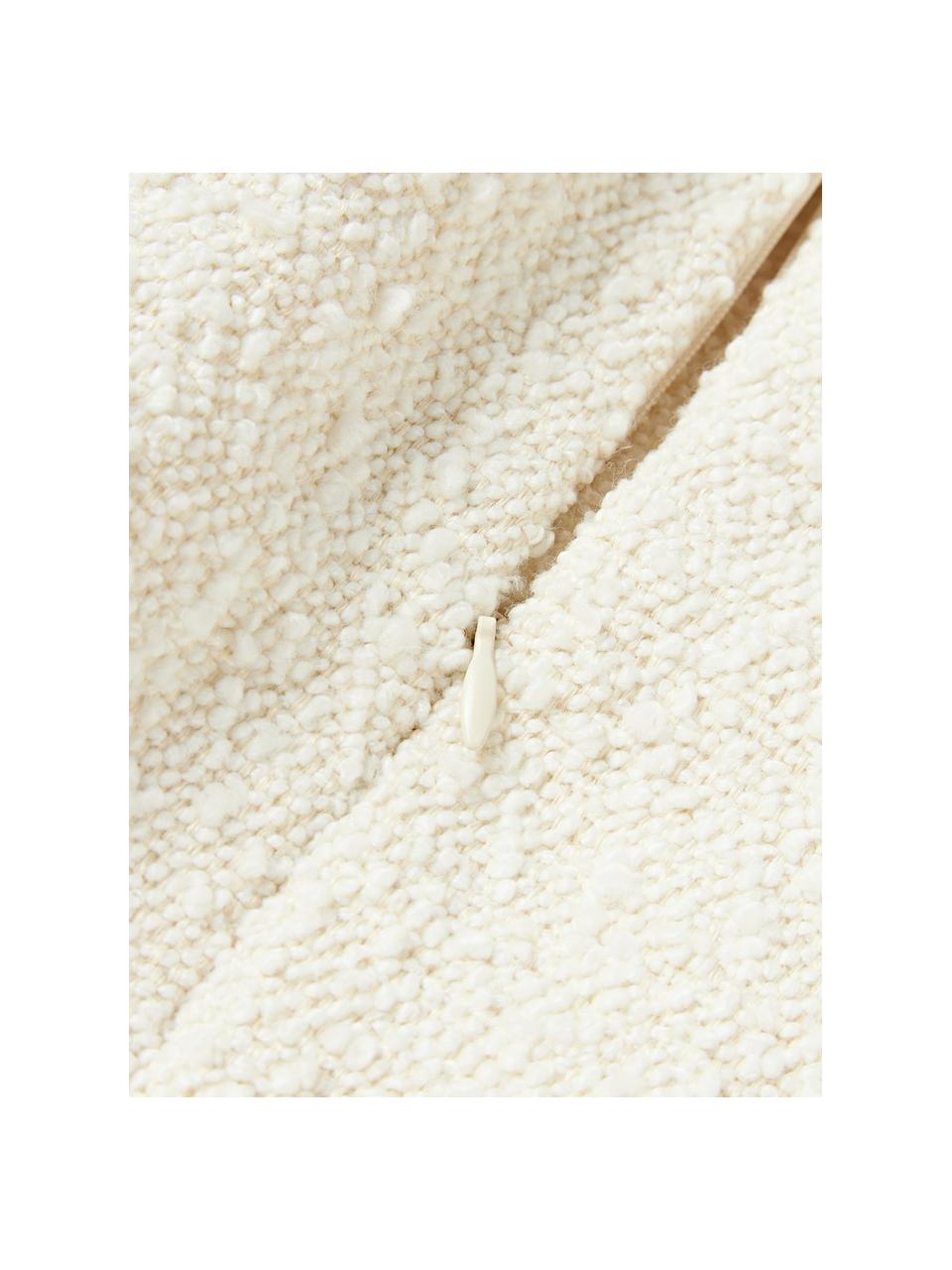 Bouclé-Kissenhülle Lysander, Bouclé (90 % Polyester, 10 % Acryl), Off White mit Hope-Aufdruck, B 30 x L 50 cm