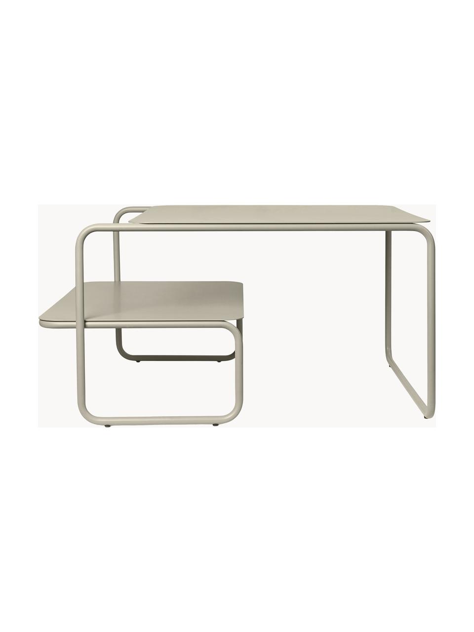 Table basse à deux niveaux Level, Acier, revêtement par poudre, Beige clair, mat, larg. 79 x prof. 60 cm