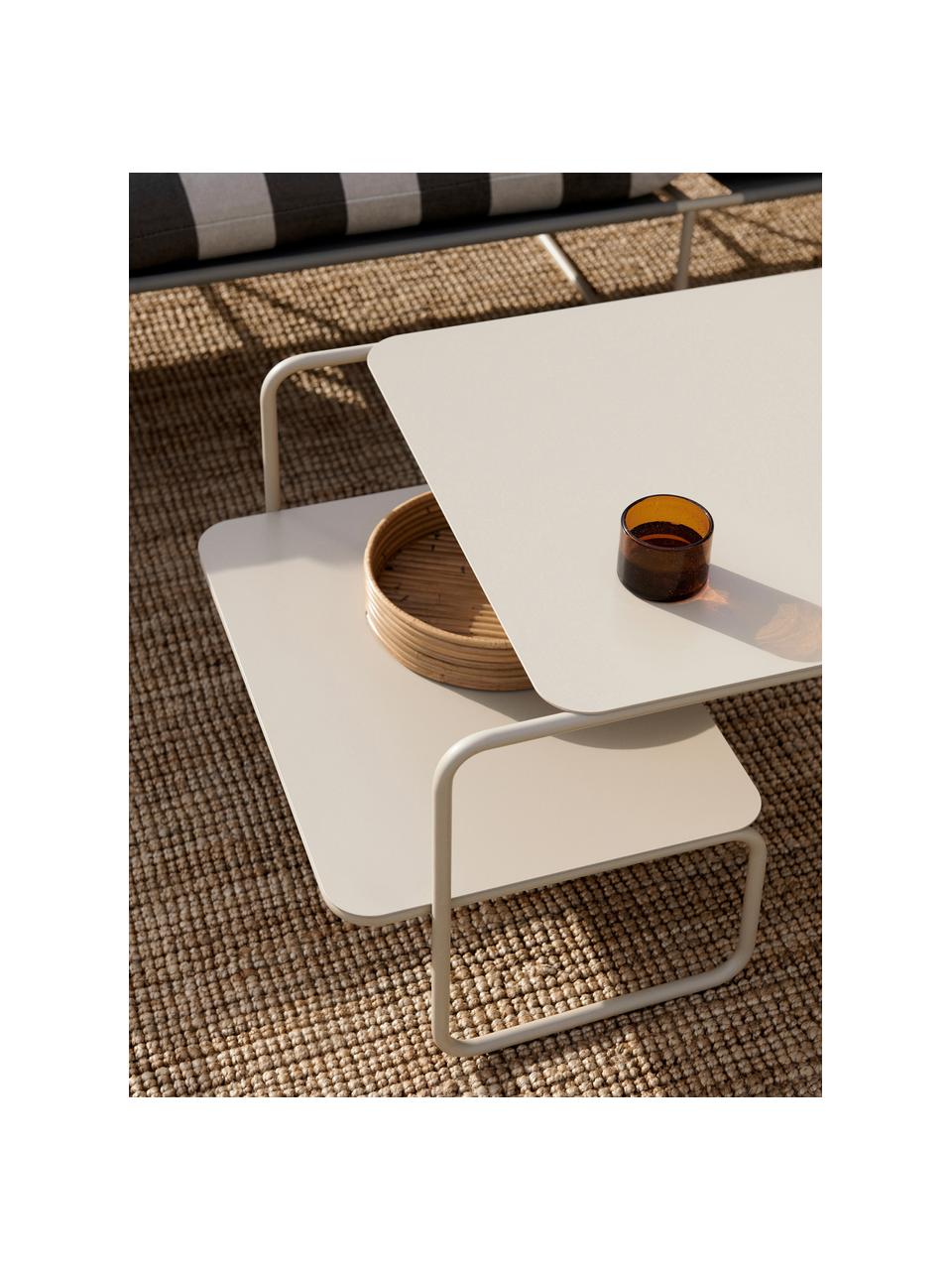 Couchtisch Level mit zwei Ebenen, Stahl, pulverbeschichtet, Hellbeige, matt, B 79 x T 60 cm