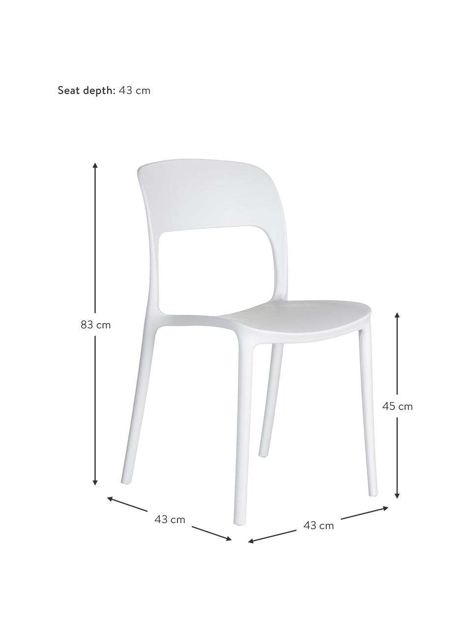 Sedia impilabile Valeria, Materiale sintetico (PP), Bianco, Larg. 43 x Prof. 43 cm