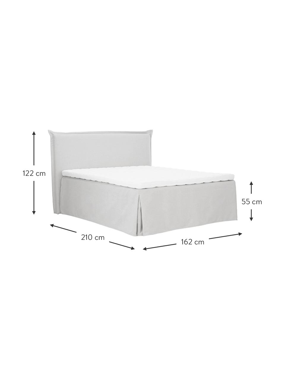 Letto boxspring Premium Violet, Materasso: nucleo a 5 zone di molle , Piedini: legno massiccio di betull, Tessuto grigio chiaro, Larg. 140 x lung. 200 cm, grado di durezza H2