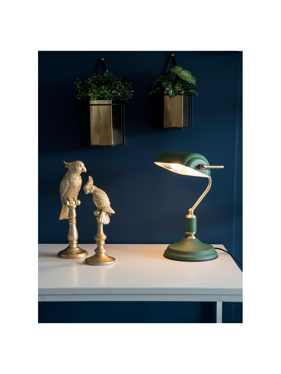 Kleine retro bureaulamp Bank van metaal, Lampenkap: gecoat metaal, Lampvoet: gecoat metaal, Groen, B 27 cm x H 34 cm