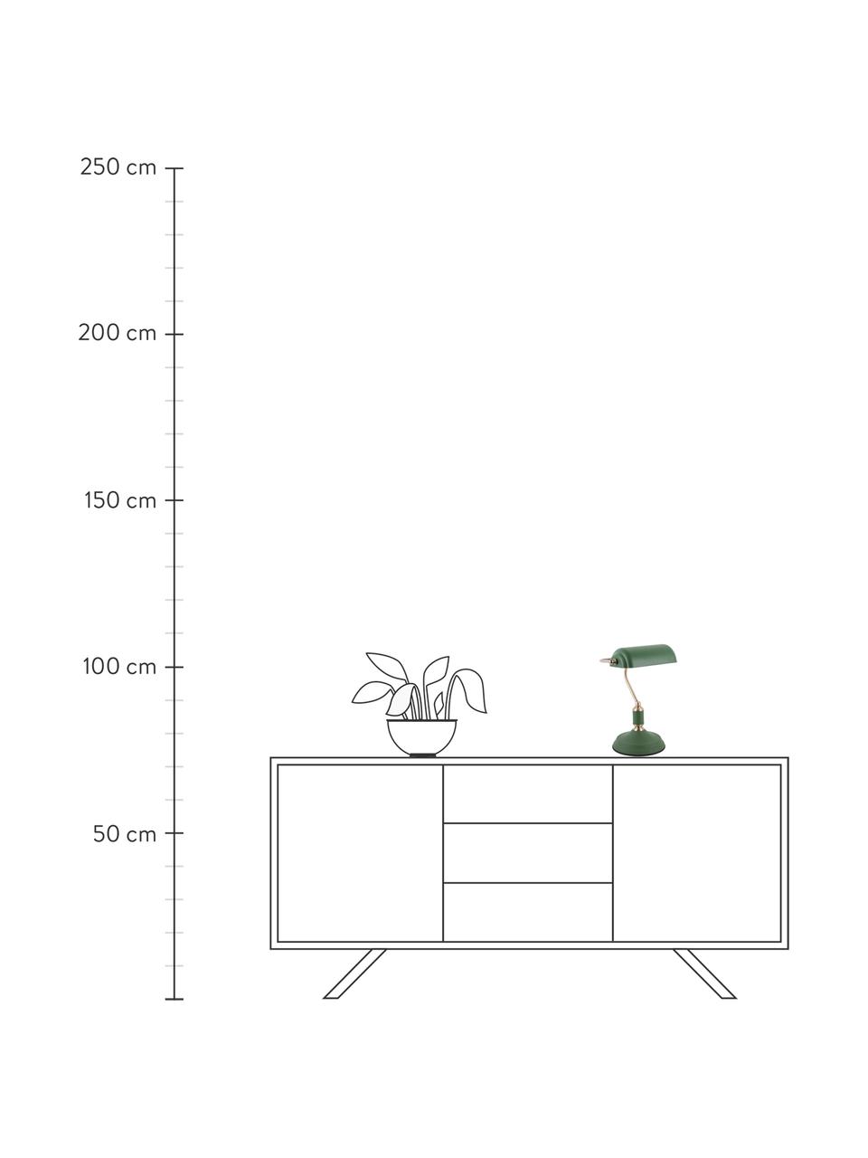 Kleine retro bureaulamp Bank van metaal, Lampenkap: gecoat metaal, Lampvoet: gecoat metaal, Groen, B 27 cm x H 34 cm