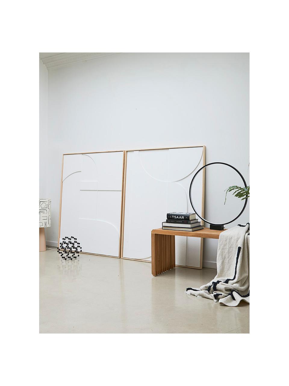 Wandobjekt Rahmenrelief-Kunsttafel Betido, Rahmen: Eschenholz, Weiß, Hellbraun, B 100 x H 123 cm
