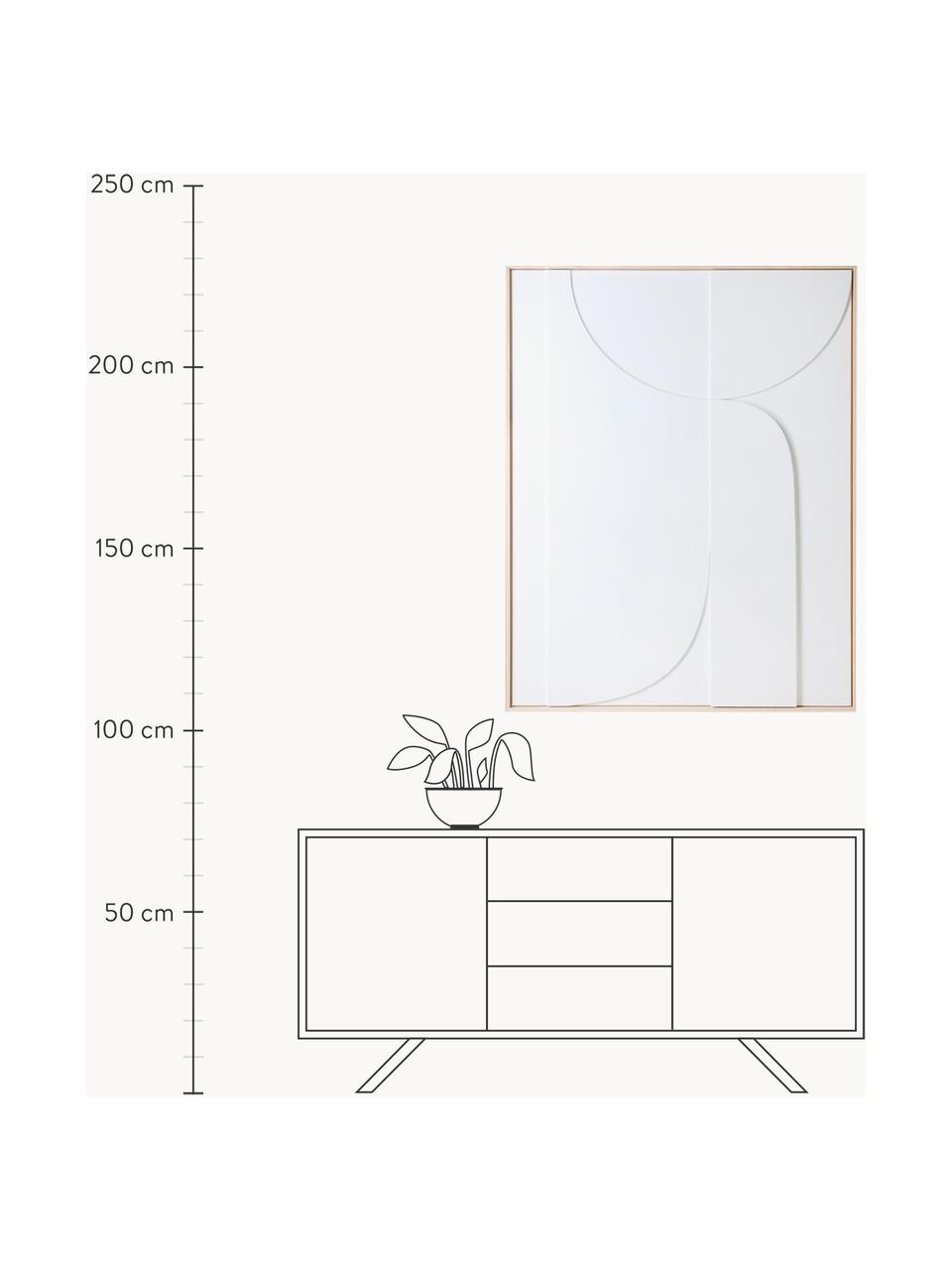 Gerahmtes Relief-Wandbild Betido, Rahmen: Eschenholz, Weiss, Eschenholz, B 100 x H 123 cm