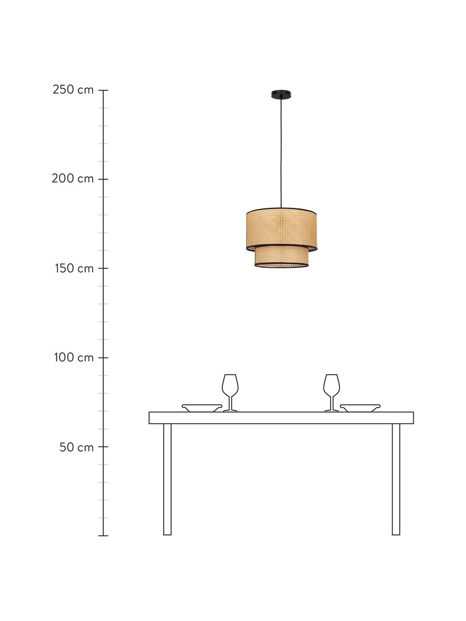 Lampa wisząca z plecionki wiedeńskiej Vienna, Jasny brązowy, czarny, Ø 40 x W 30 cm