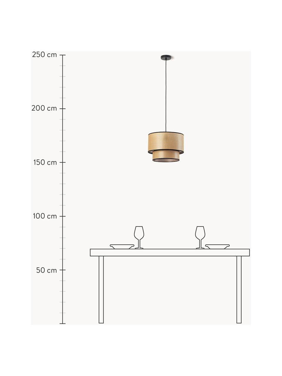 Lámpara de techo con tejido vienés Vienna, Pantalla: plástico, Anclaje: metal con pintura en polv, Cable: tela, Marrón claro, negro, Ø 40 x Al 30 cm