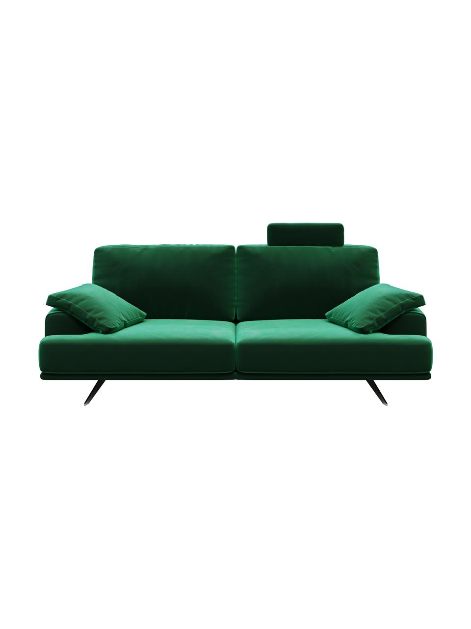 Sofa z aksamitu Prado (2-osobowa), Tapicerka: 100% aksamit poliestrowy,, Nogi: metal lakierowany, Ciemny zielony, S 220 x G 107 cm