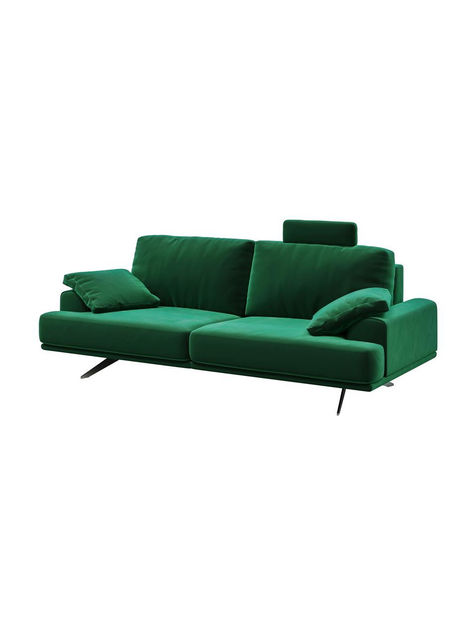 Sofa z aksamitu Prado (2-osobowa), Tapicerka: 100% aksamit poliestrowy,, Nogi: metal lakierowany, Ciemny zielony, S 220 x G 107 cm