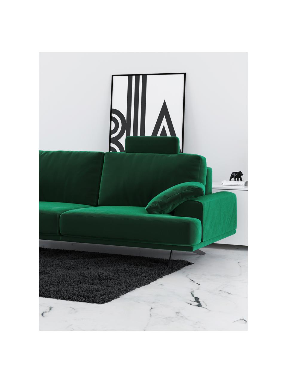 Sofa z aksamitu Prado (2-osobowa), Tapicerka: 100% aksamit poliestrowy,, Nogi: metal lakierowany, Ciemny zielony, S 220 x G 107 cm