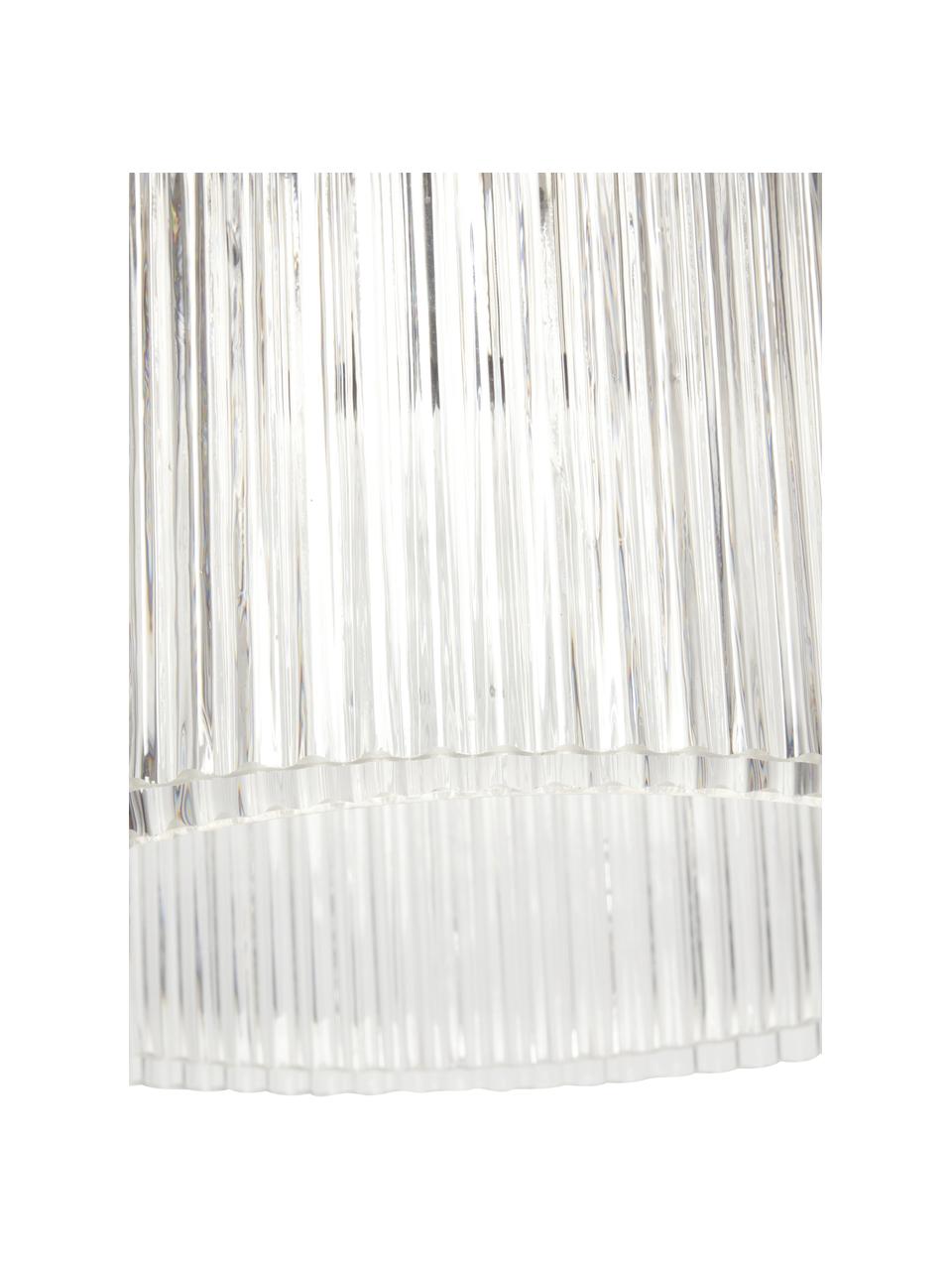 Glazen hanglamp Rimpel met geribbeld oppervlak, Lampenkap: glas, Fitting: vermessingd metaal, Baldakijn: vermessingd metaal, Transparant, Ø 41 x H 32 cm