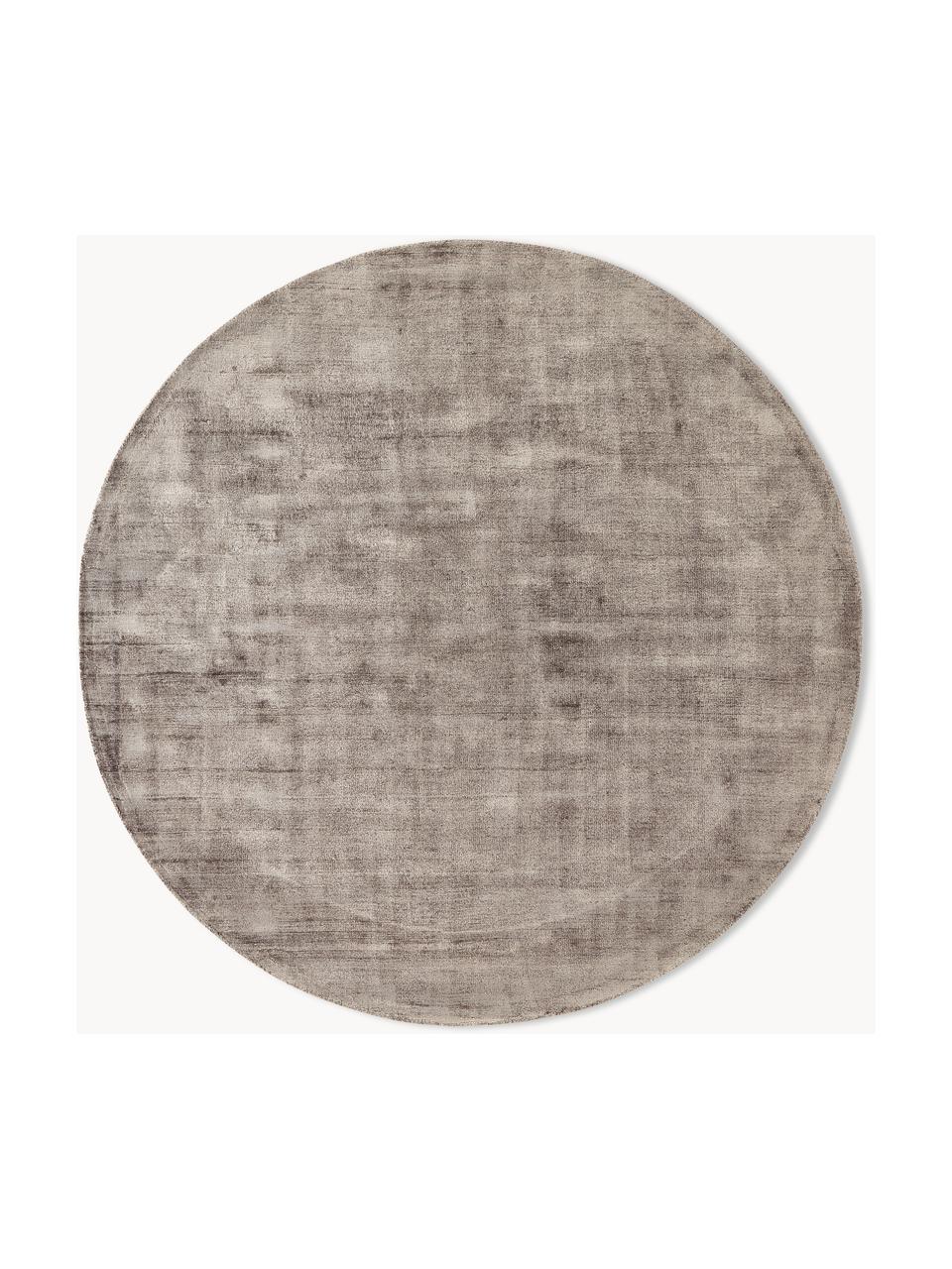 Runder Viskoseteppich Jane, handgewebt, Flor: 100 % Viskose, Taupe, Ø 250 cm (Grösse XL)