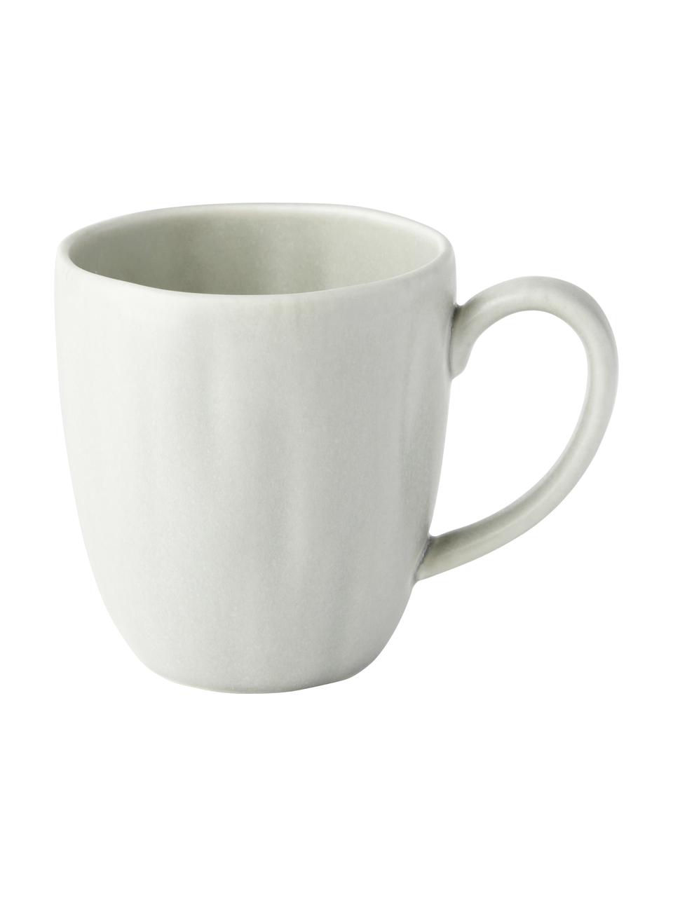 Tazza da tè in porcellana opaca con rilievo Sali 4 pz, Porcellana, Grigio chiaro, Ø 9 x Alt. 10 cm