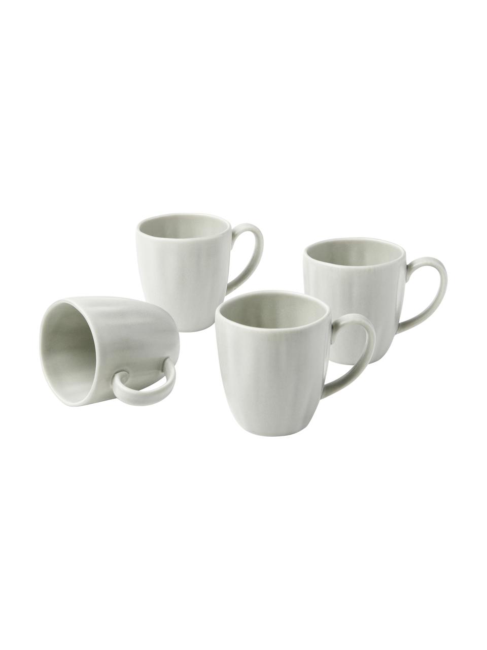 Porseleinen theemokken Sali met reliëf, mat, 4 stuks, Porselein, Lichtgrijs, Ø 9 x H 10 cm