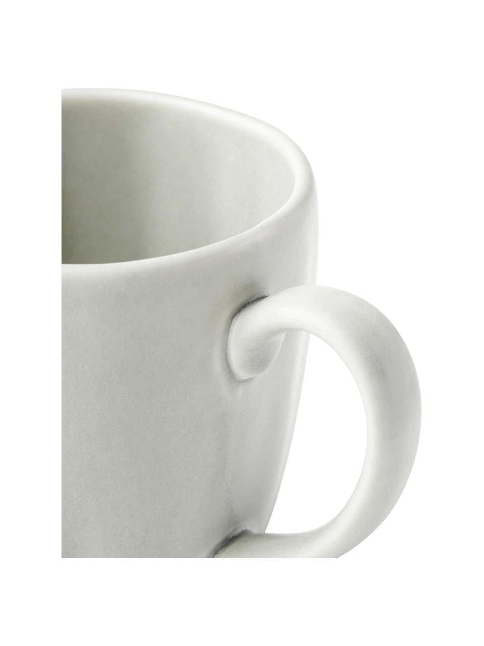 Tazas con relieves Sali, 4 uds., Porcelana, Gris claro, Ø 9 x Al 10 cm