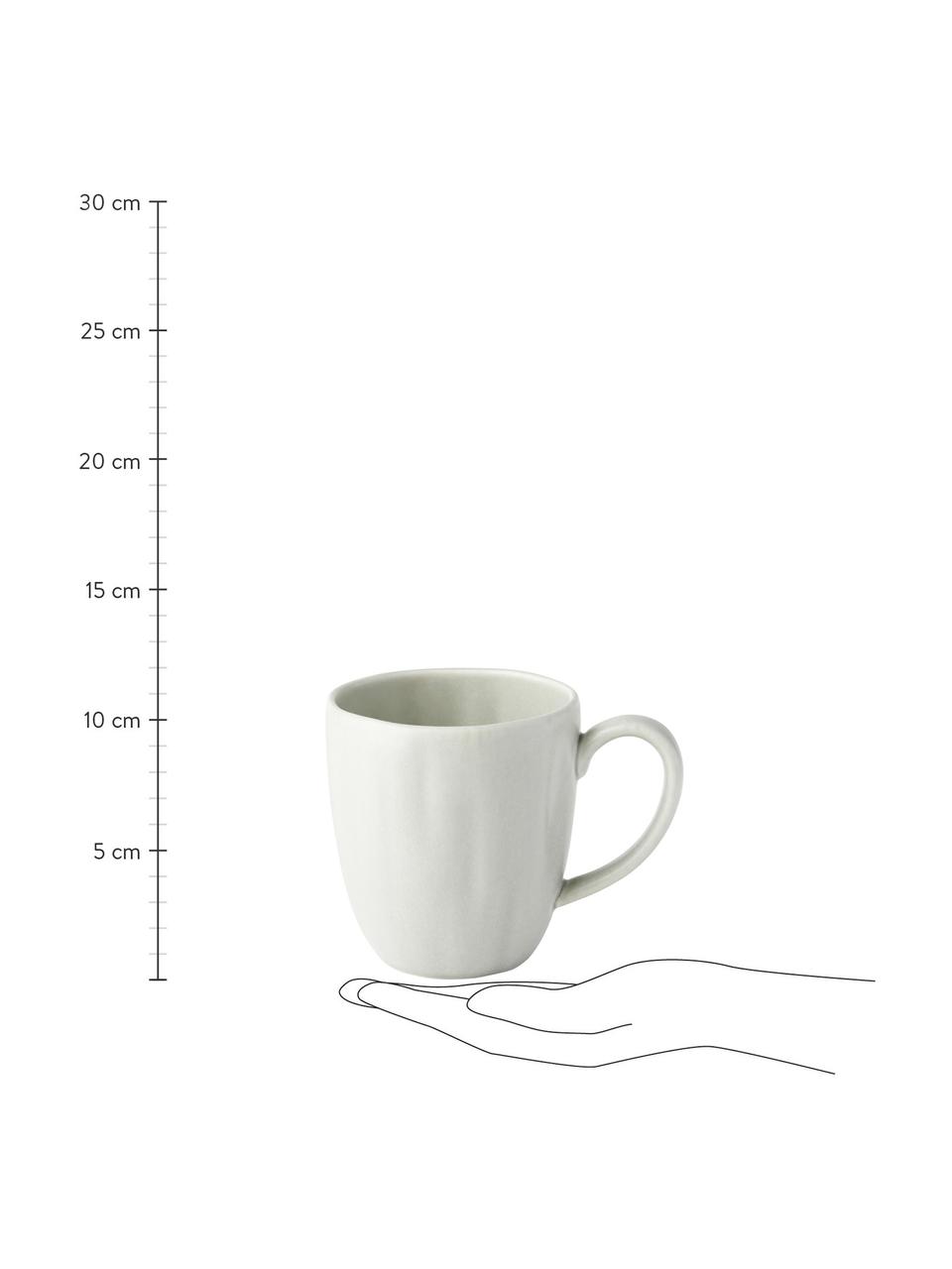 Tazza da tè in porcellana opaca con rilievo Sali 4 pz, Porcellana, Grigio chiaro, Ø 9 x Alt. 10 cm