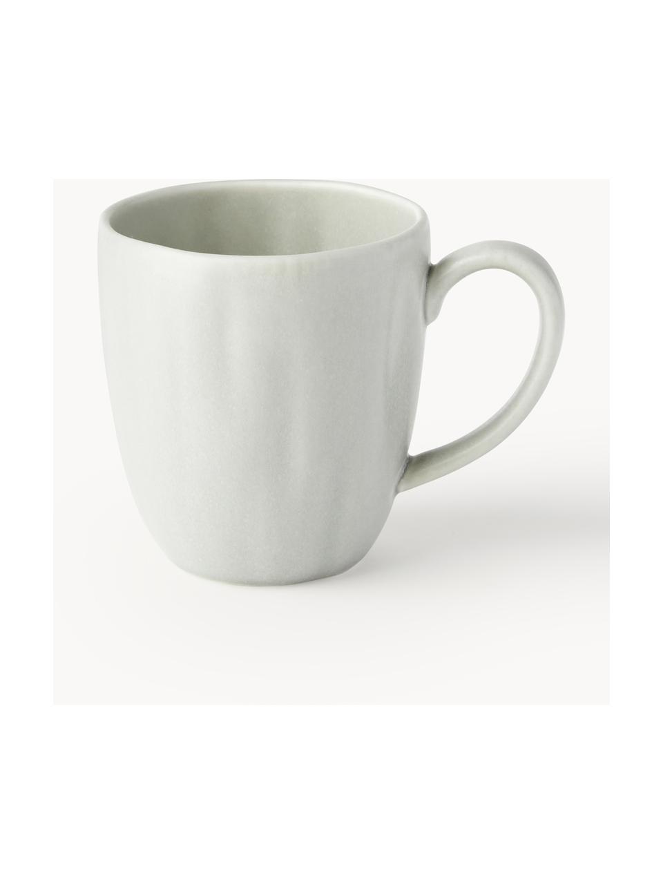 Matné šálky s reliéfem Sali, 4 ks, Porcelán, Světle šedá, Ø 9 cm, V 10 cm, 350 ml