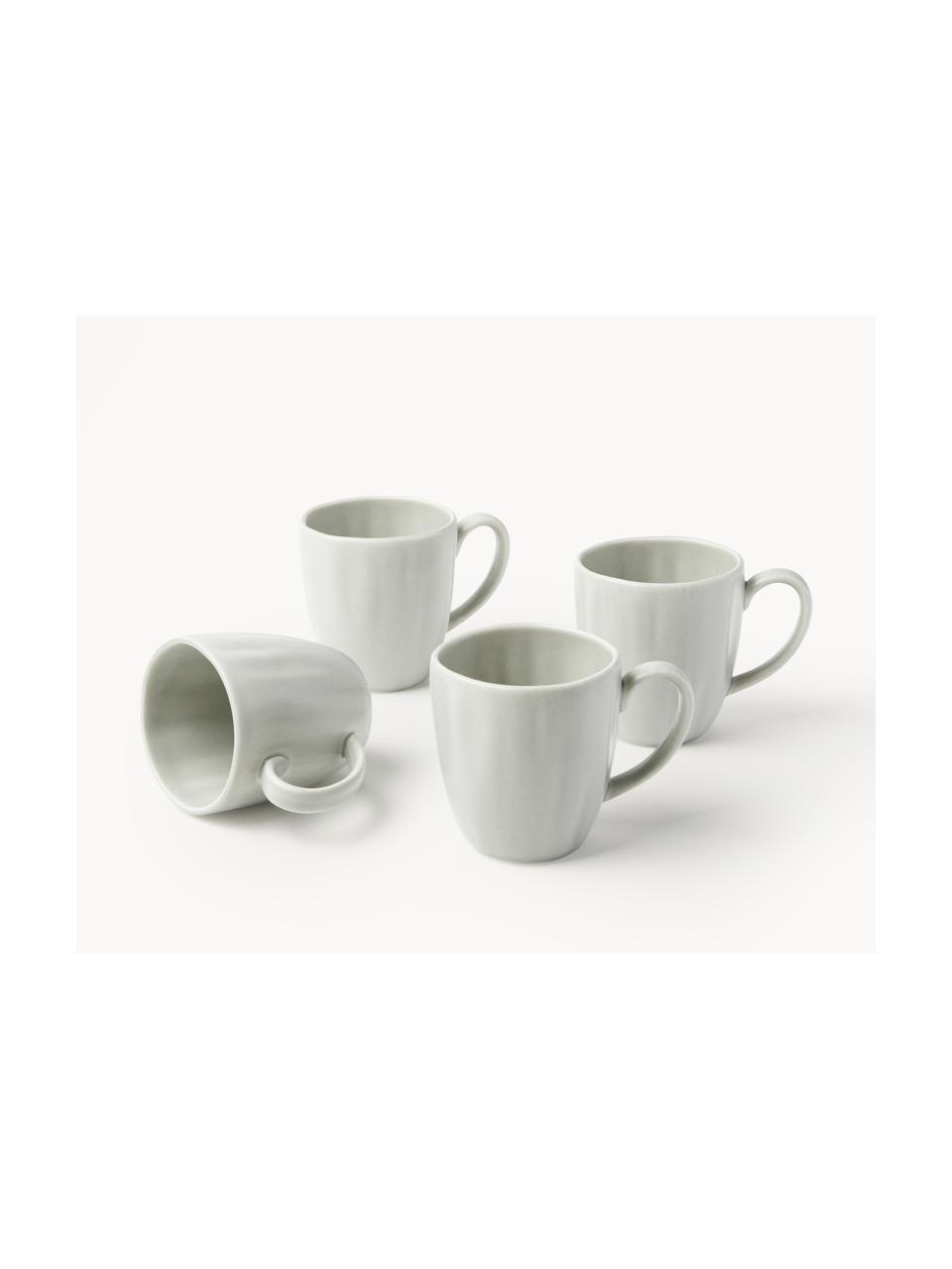 Matné šálky s reliéfem Sali, 4 ks, Porcelán, Světle šedá, Ø 9 cm, V 10 cm, 350 ml