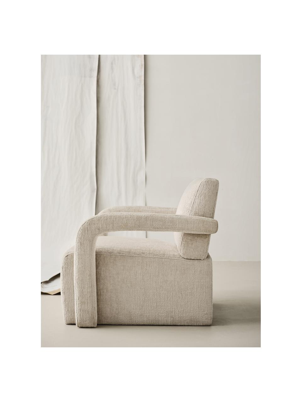 Fauteuil lounge Doral, Tissu beige clair, larg. 74 x prof. 82 cm