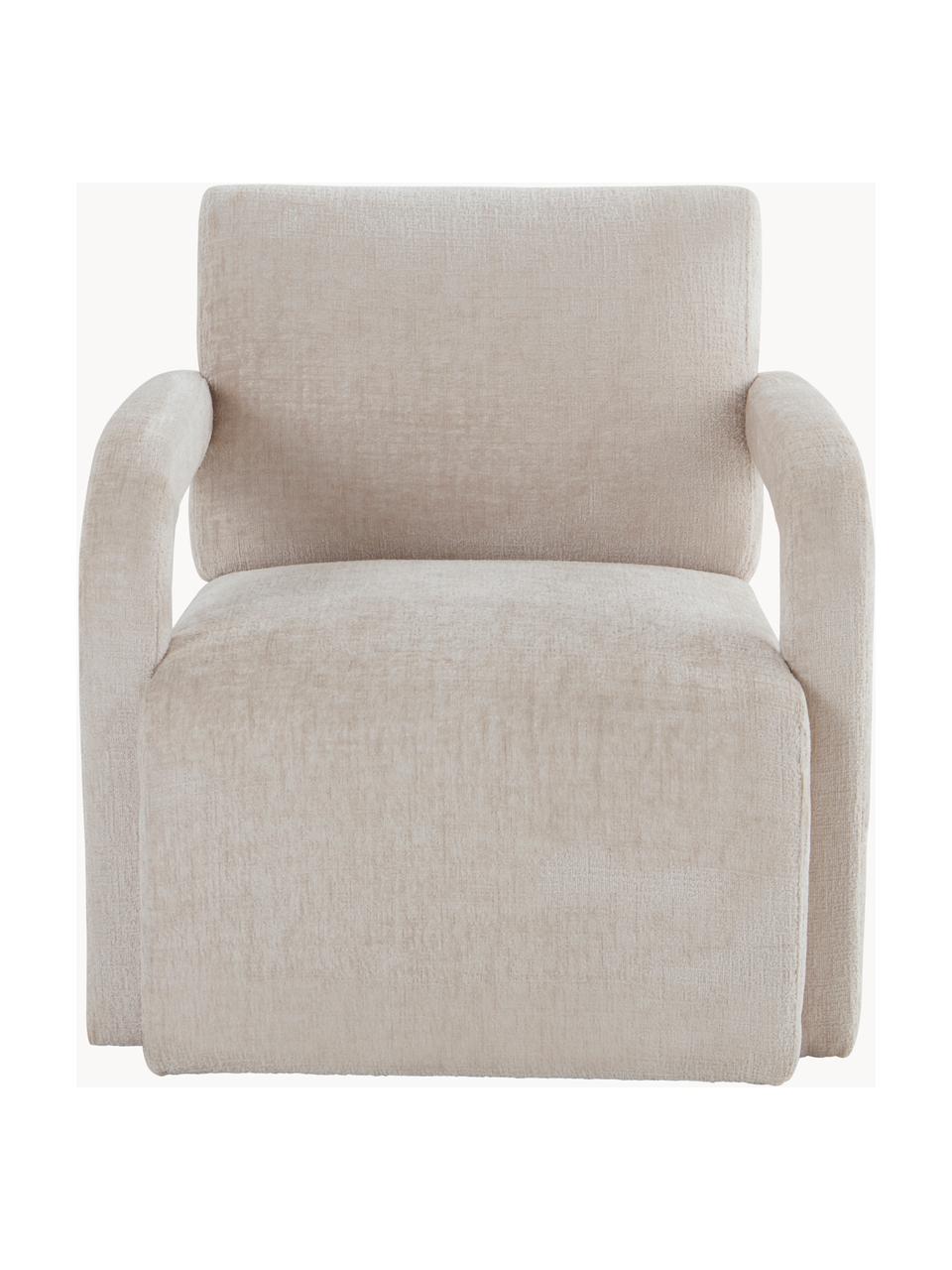 Chenille-Loungesessel Doral, Bezug: Chenille (100 % Polyester, Gestell: Schichtholz, Chenille Hellbeige, B 74 x T 82 cm