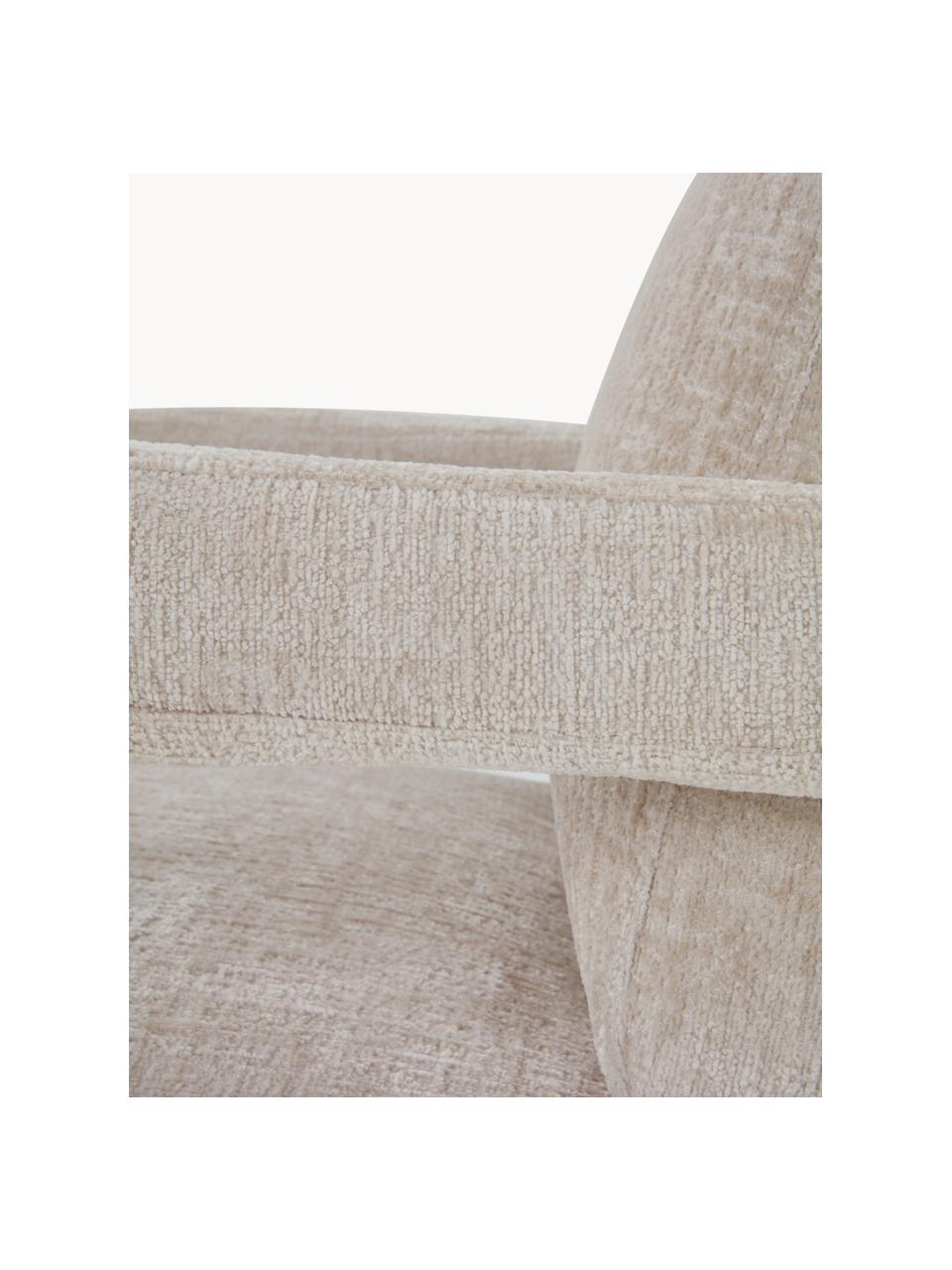 Chenille-Loungesessel Doral, Bezug: Chenille (100 % Polyester, Gestell: Schichtholz, Chenille Hellbeige, B 74 x T 82 cm