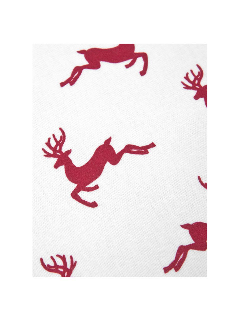 Flanelový povlak na polštář se soby Rudolph, 2 ks, Červená, režná