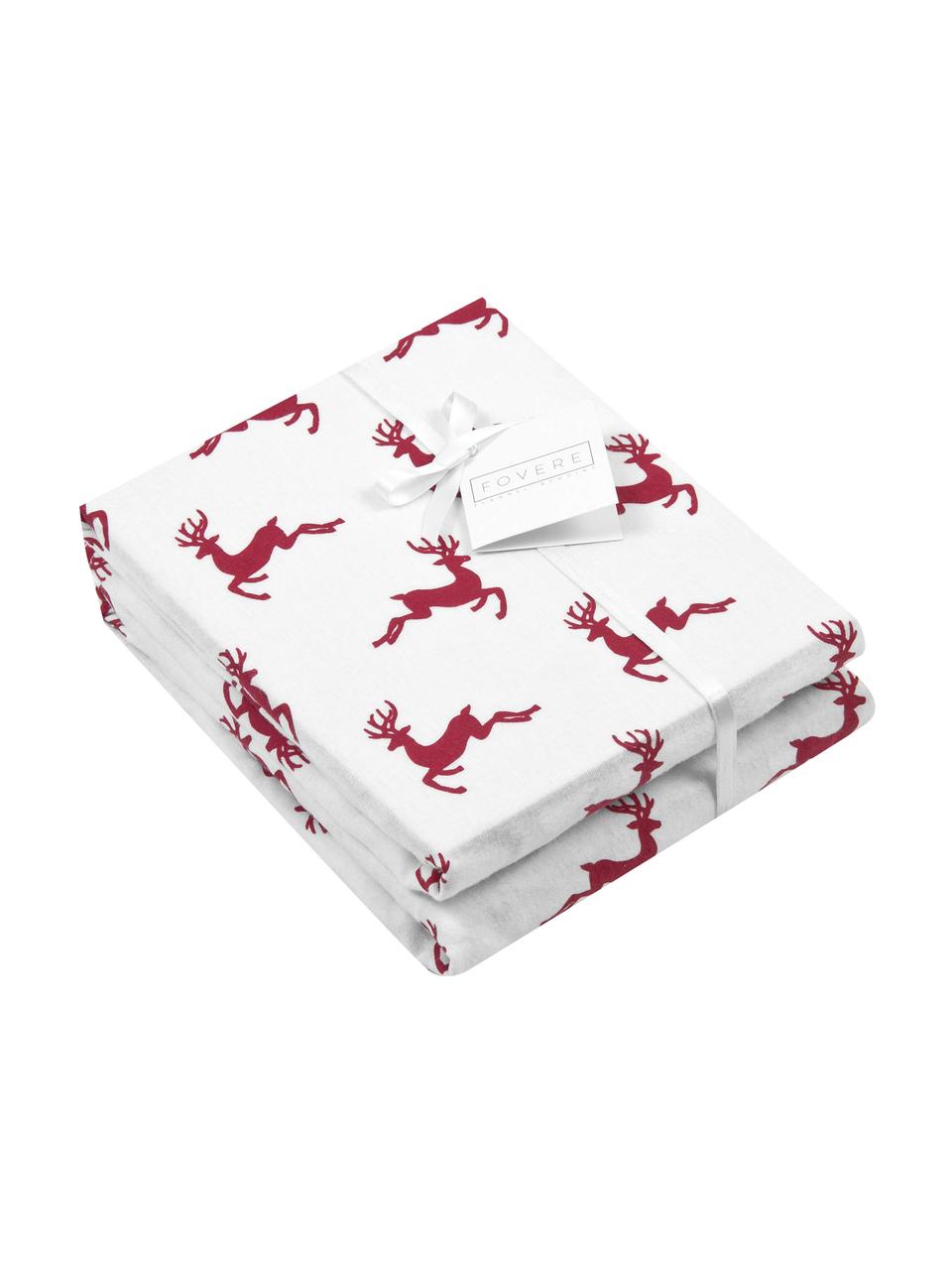 Flanell-Kissenbezüge Rudolph mit Rentieren, 2 Stück, Webart: Flanell Flanell ist ein k, Rot, Ecru, 40 x 80 cm