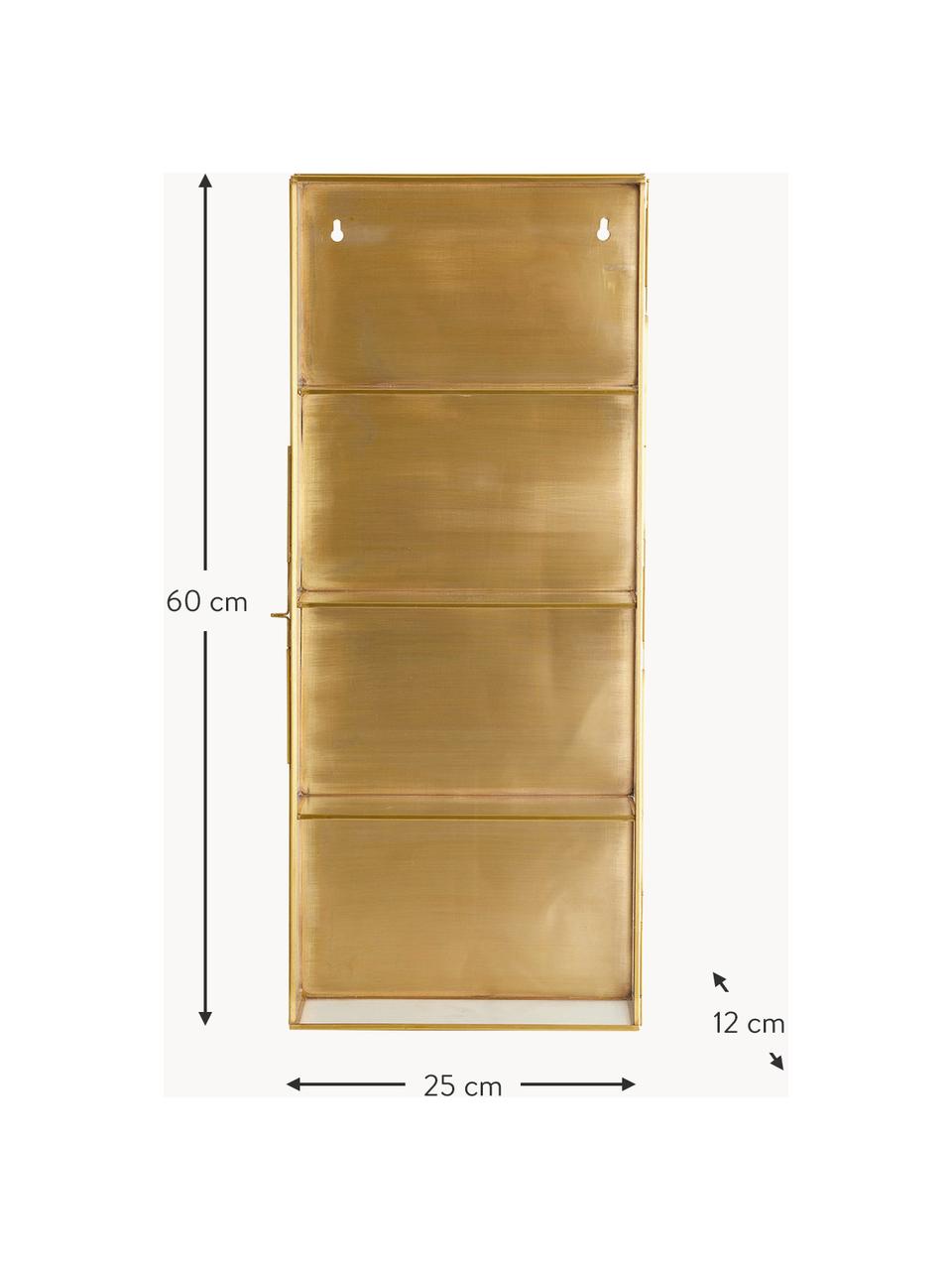 Wandregal Ada aus Glas und Metall, Rahmen: Metall, vermessingt, Goldfarben, B 25 x H 60 cm