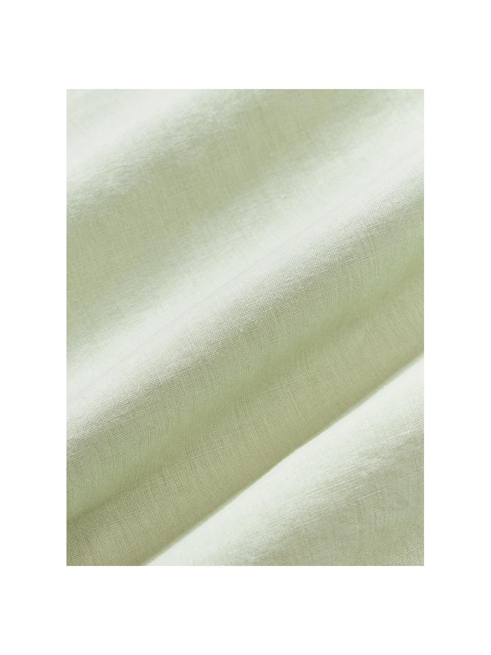 Drap plat en lin délavé Airy, Vert clair, larg. 240 x long. 280 cm