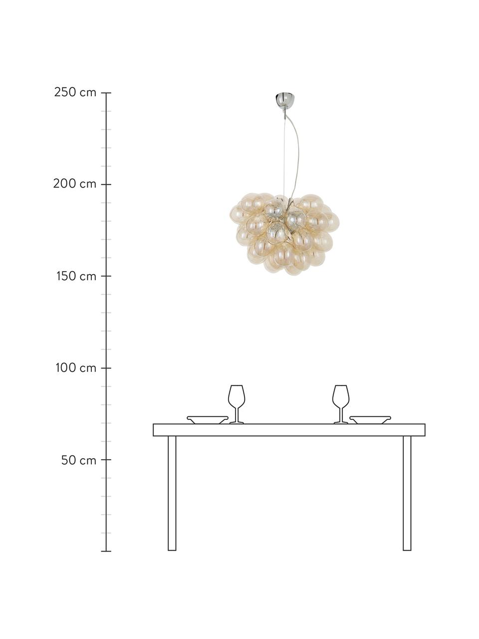 Hanglamp met glazen bollen Gross, Baldakijn: verchroomd nikkel, Amberkleurig, Ø 50 x H 45 cm